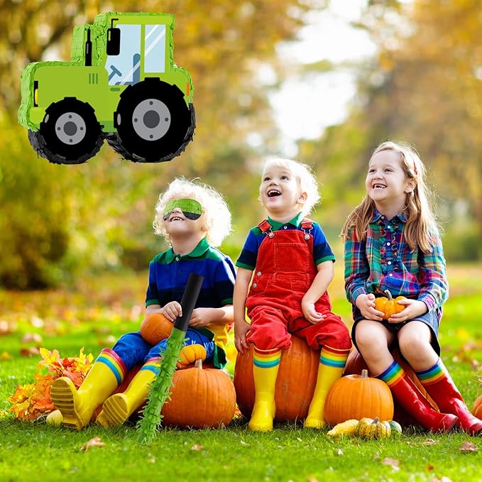 Lewtemi Tractor Piñatas for Birthday Party Excavator Piñata with Stick, Blindfold, Confetti for Adults Birthday Baby Shower Party Supplies