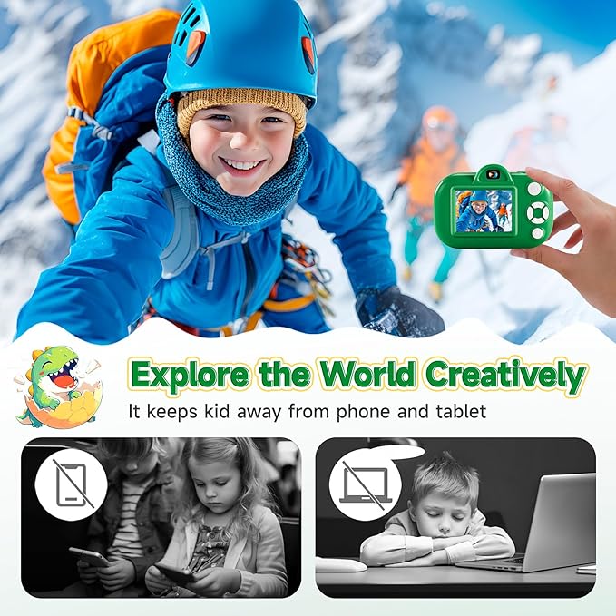 Kids Camera Digital Camera for Age 3-8, 1080P Toddler Camera for Kid with 32GB SD Card, Toddler Girls Toys Age 6-9, Christmas Birthday Gifts for Children, Grass Green