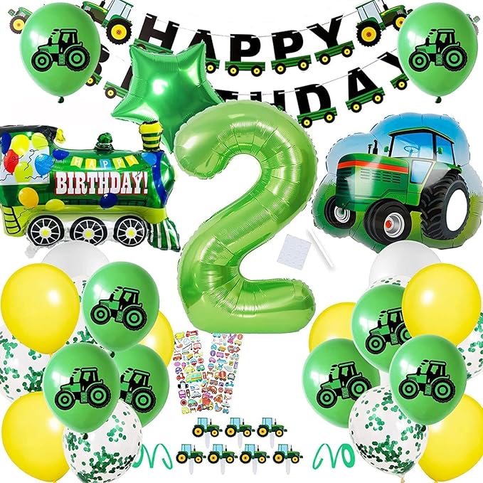 Birthday Decoration 2 Years Old, Tractor Birthday Decoration, Balloon Tractor Decoration Children's Birthday Party, Foil Balloon Tractor for Birthday Decoration Baby Shower Boys