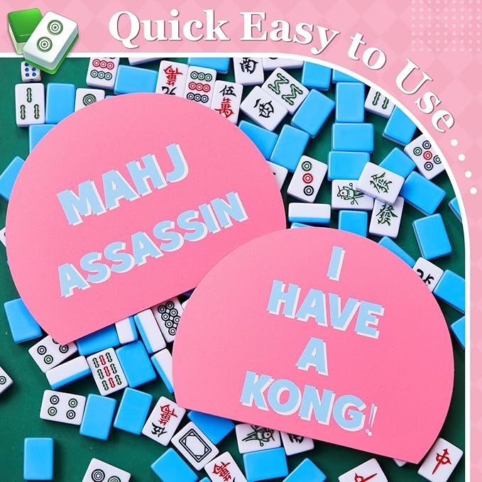 Soulchen 2 Pcs Mahjong Tile Mixer Shufflers for Mixing and Shuffling Tiles Plastic Mahjong Accessories Gifts for Lovers Games Decorative Printed Design (Pink Semicircle Style)