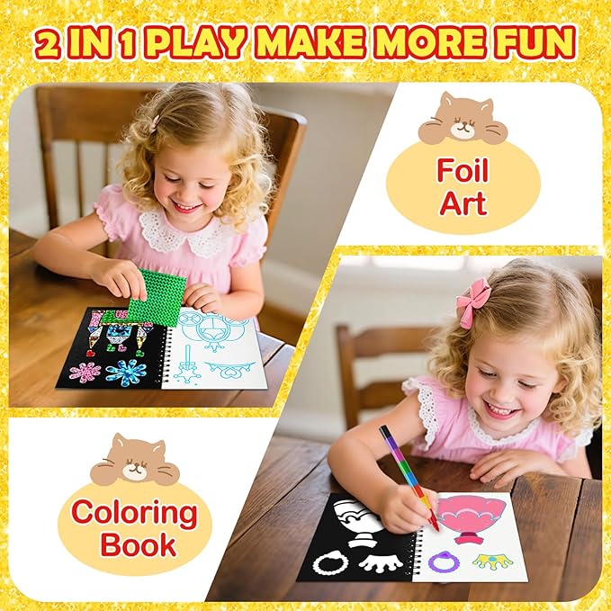 FUNNYB&G Foil Art Party Favors for Kids - 24 Pack Foil Art Crafts Kits Coloring Books, Goodie Bag Stuffers Party Favors for Kids 4-8 8-12, Bulk Birthday Classroom Prizes Girls Boys Gifts (Classic)
