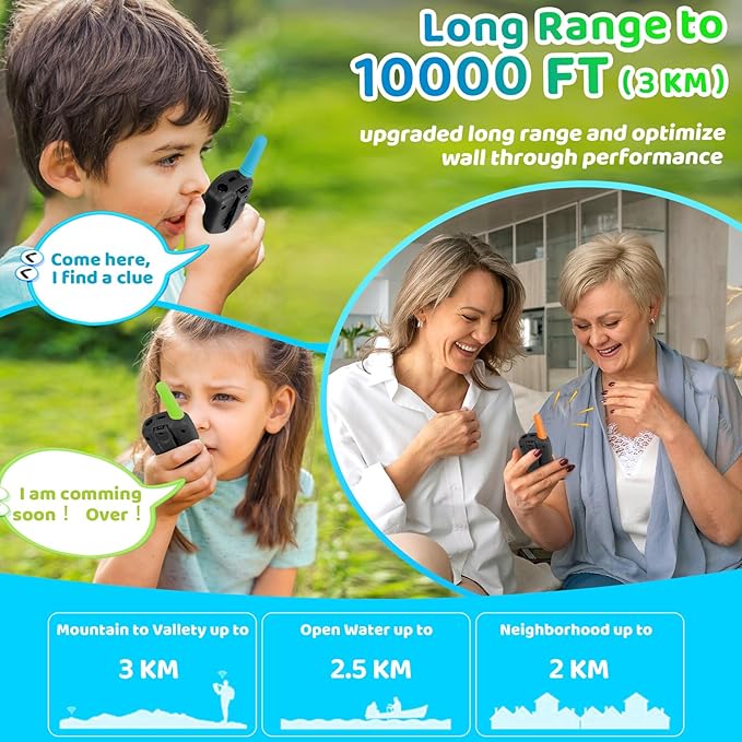 Vvinca 6 Pcs Walkie Talkies for Kids Rechargeable