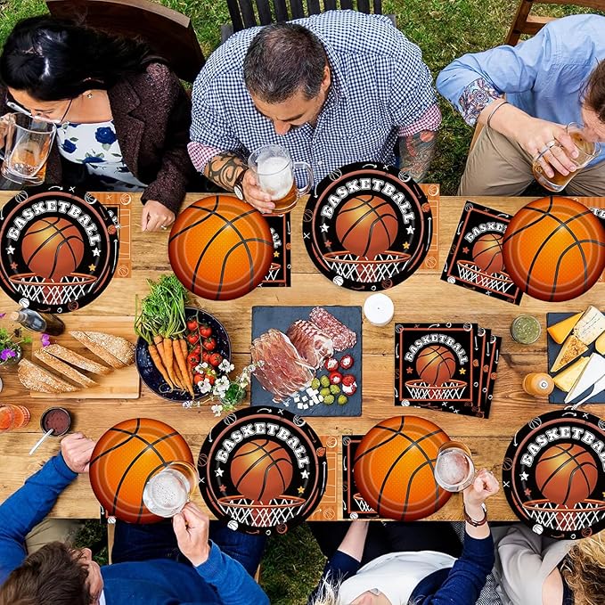 Basketball Birthday Party Decorations 100Pcs Basketball Sports Theme Birthday Party Supplies Basketball Plates and Napkins Basketball Party Favors for Basketball Party Decorations