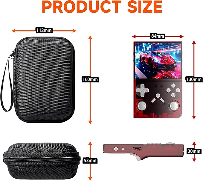 R40 Retro Handheld Game Console with Storage Case - Open Source System,3.5" IPS Screen, 18,000+ Classic Games, 128G TF Card, 3000mAh Battery, Portable Gaming Player for Travel, Red