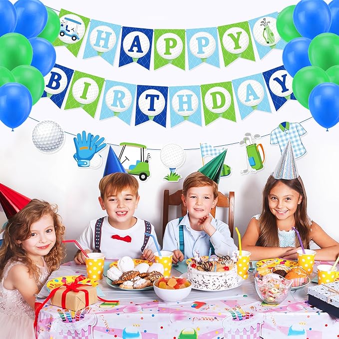 CC HOME 3Pcs Golf Happy Birthday Banner Golf Ball Party Hanging Banner Gym Ball Sports Theme Birthday Bridal Wedding Baby Shower Boys Girls Kids Home Classroom Party Supplies Decoration