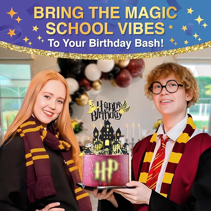 Cake Topper Decorations for Little Magicians - Sparkling Birthday Cake Toppers, Easy Installation & Adjustment, Bend & Fade Resistant Materials - Magical Birthday Decorations for Boys & Girls