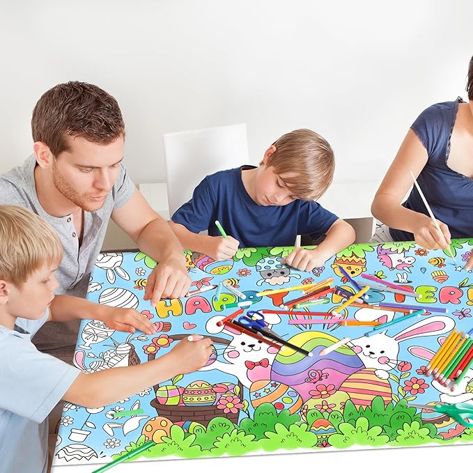 Gatherfun Easter Party Activity Poster - 31.5 x 72 Inches,Easter -Themed Party, Versatile Paper Coloring Banner/Table Cover for School Parties and Special Events Decoration