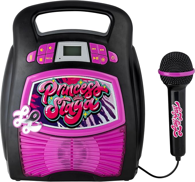 eKids That Girl Lay Lay Karaoke Machine for Kids, Bluetooth Speaker with Microphone and Karaoke Recorder to Save and Share Performances via USB Port, Black