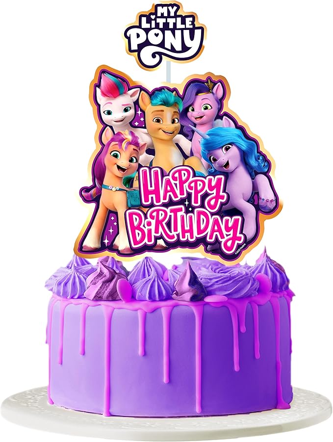 Treasures Gifted Officially Licensed My Little Pony Cake Topper - My Little Pony Cake Decorations - My Little Pony Dessert Topper - My Little Pony Cake Picks - My Little Pony Birthday Party Supplies