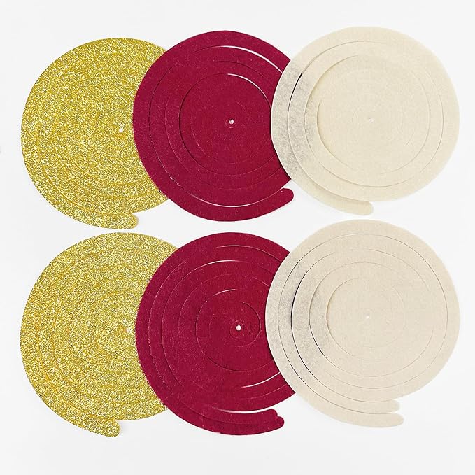 36 Pcs Maroon Gold Hanging Swirl Decorations Glitter Gold Burgundy Beige Felt Swirl Streamer Spiral Ceiling Garland for Birthday Graduation Wedding Baby Shower Retirement Anniversary Garnet Party