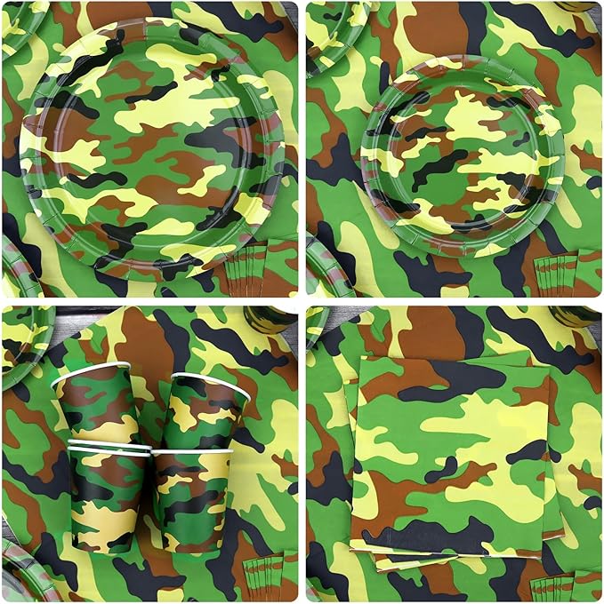 Camo Birthday Party Decoration, Army Party Supplies, Plates Cups Napkins Camo Tablecloth Happy Birthday Backdrop Balloons Cake Toppers for Boy Camouflages Hunting Military Party Supplies (Backdrop)