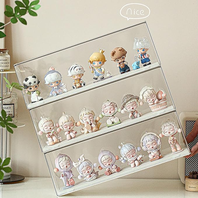Clear Display Case for Figures，Acrylic Display Case for Doll Toy Collectibles, Action Figures, Miniature Figurines Dustproof Protection Storage & Organizing（11.8" L x 3.07" W x 4.13" H）