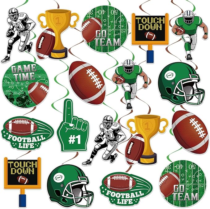 40Pcs Football Hanging Swirl Decorations, Football Party Ceiling Hanging Swirls Super Bowl Game Swirls Streamers for Sports Birthday Super Bowl Game Day Tailgate Party Decor Supplie