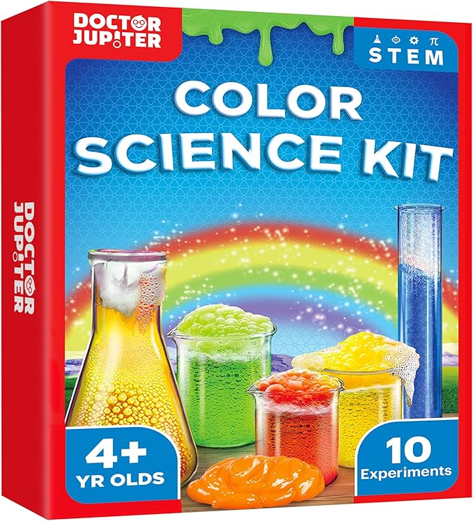 Doctor Jupiter Color Science Kit for Kids Ages 4-5-6-7-8 | Easter, Birthday Gift Ideas for 4+ Year Old Boys & Girls | Toy Stem Kit with 10 Experiments | Preschool Learning & Educational Projects