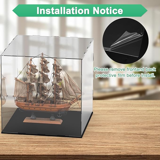 Clear Acrylic Display Case, 12 x 12 x 12 Inch Assemble Clear Acrylic Display Box Dustproof for Action Figures/Model/Statues/Collectibles/Doll/Toys/Home Storage