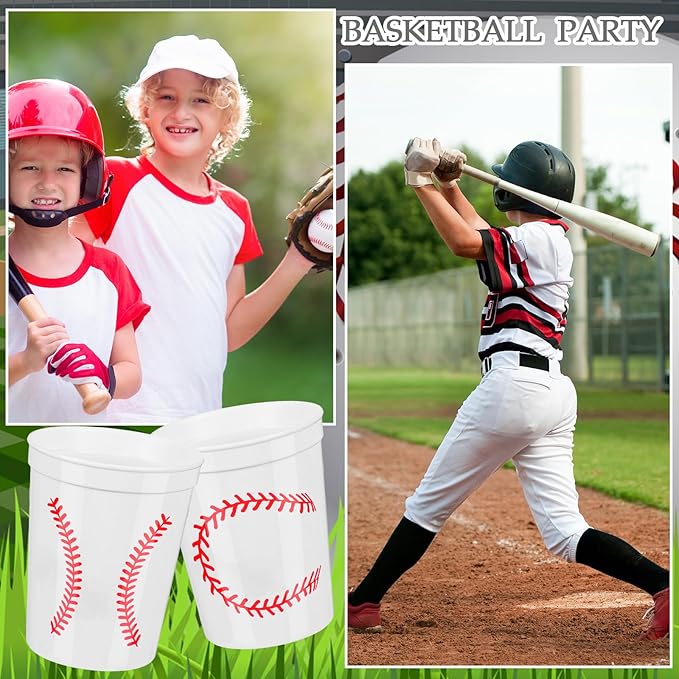 Norme 24 Pcs Rookie Of the Year First Birthday Decorations Baseball Plastic Cups Bulk Reusable Cups 16 oz Sports Party Supplies Decoration for Birthday Party Favor Event Family Dinner
