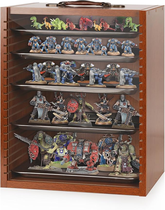 Miniature Display Case Display Cases for Collectibles Miniatures Storage Case Display Shelves Shelf for Collectibles for Mini Action Figures Valuable Collectibles or Crystal Stone (Brown)