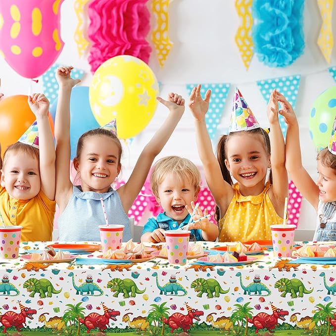 Tegeme 5 Pcs Dinosaur Plastic Tablecloth Dinosaur Party Table Cover 54 x 108 Inch Disposable Waterproof Dino Print Table Cloth for Birthday Party Supplies Picnic