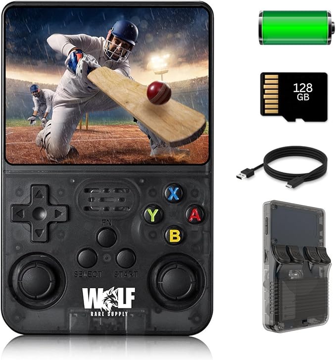 R36S Retro Handheld Game Console 128GB – 20,000+ Games, 3.5” HD IPS Screen, Portable Arcade Gaming System, 4000mAh Battery, Dual Joystick, Expandable Storage Retro Video Game Console (Black)