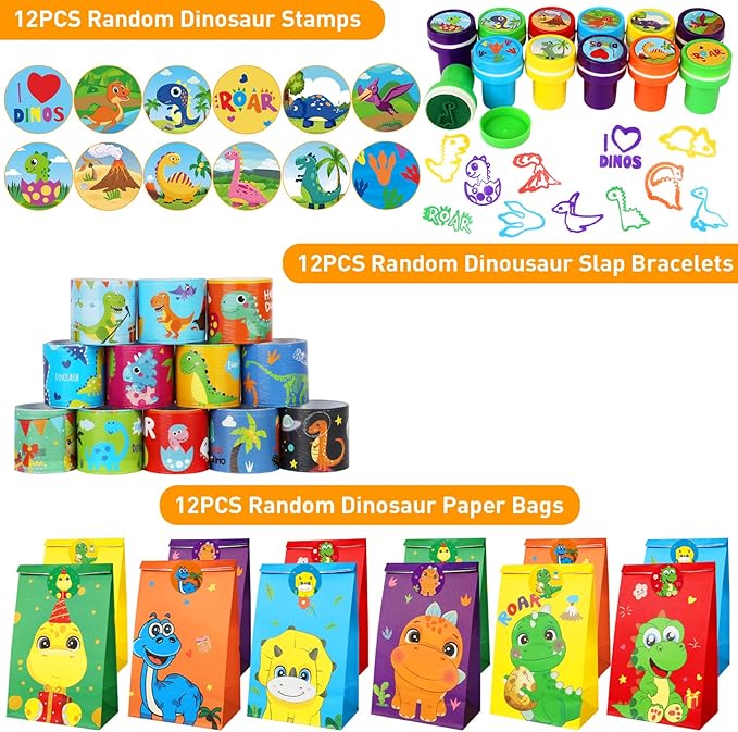 230PCS Dinosaur Party Favors - Dinosaur Birthday Party Supplies & Goodie Bags for Kids Birthday, Dino Themed Party Decorations Gifts Fillers Stuffers Toys