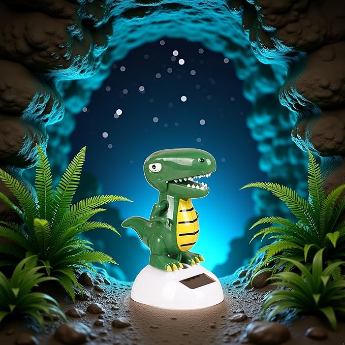 Green Cute Solar Powered Dancing Dinosaur,Decoration Gift,Swinging Dancer, No Battery Required,Desk and Dashboard Decor Home Decor Birthday Gifts Solar Power Kits Learning and Education