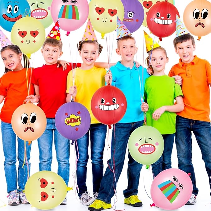 Funny Party Favors for Kids Neon Party Decorations, 30 Pack Punch Balloons with Rubber Band Handle for kids Game Birthday Parties Supplies Goodie Bags Stuffers, 18 Inch
