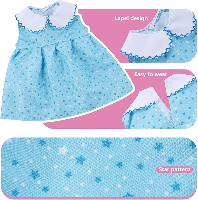 BABESIDE 6 Sets of Baby Doll Clothes for 12-16 Inch Dolls, Babydolls Clothes and Accessories Set with Hat Socks for Realistic Baby Dolls Girl