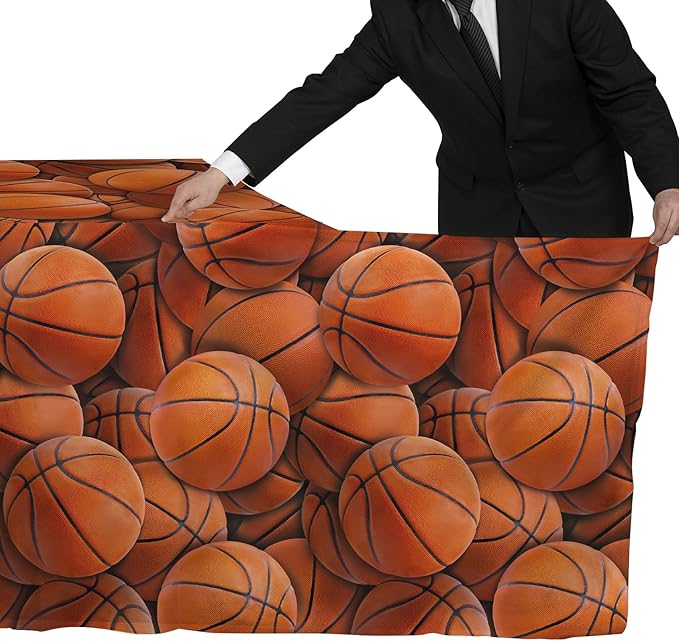 Basketball Party Supplies Set: Basketball Party Decorations & Party Favors, Includes 2-Pack Basketball -Themed Tablecloths for Kids 1st Birthday, Basketball Disposable Table Covers 54 x 108 Inch