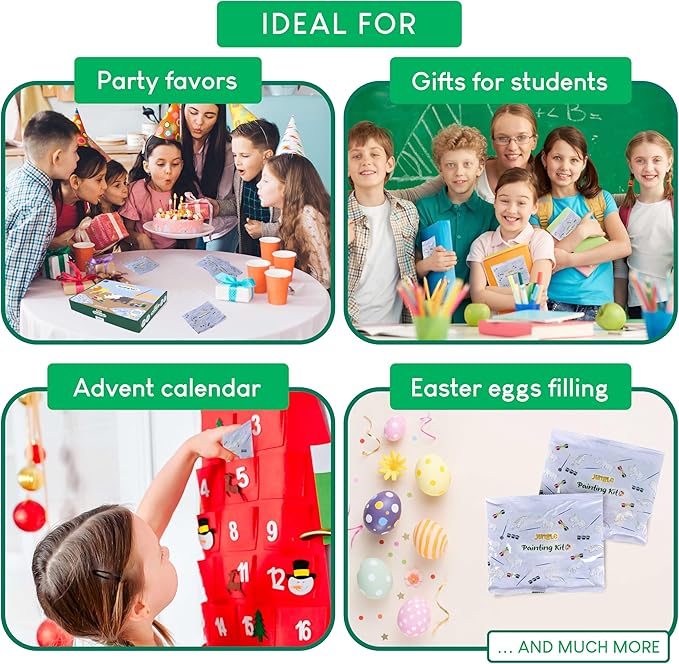 BONNYCO Safari Party Favors for Kids Painting Kit Pack 16, Jungle Goodie Bags Stuffers for Kids 3-5 4-8. Goody Bag Stuffers, Pinata Filler. Classroom Prizes, Animal Return Gifts Birthday Party Boys
