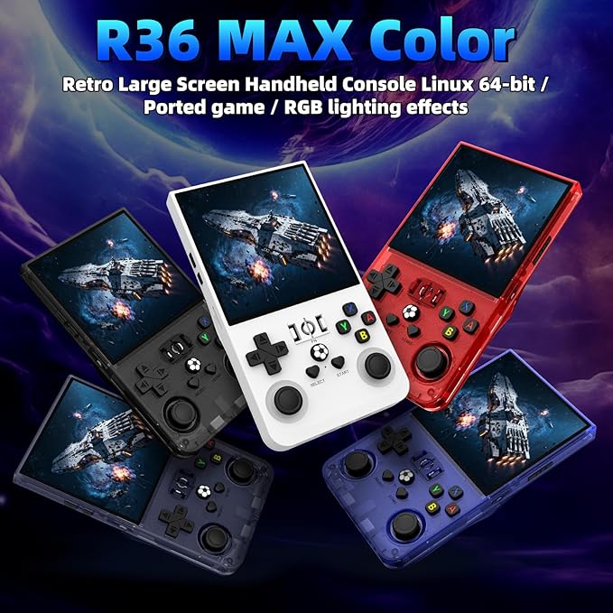 R36MAX Retro Handheld Games Console, Retro Game Console with 4.0 inch IPS HD Screen, Video Game Consoles with 64GB Memory, Portable Gaming Player for Travel, Gift for Teen or Partner, White