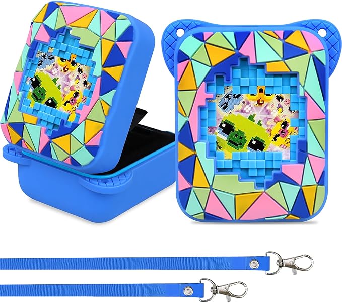 RAIALL Silicone Cover Case for Bitzee Magicals Interactive Toy Digital Pet, Kids Protective Bitzee Magicals Virtual Electronic Pet Lanyard Silicone Holder, Portable Travel Soft Silicone Sleeve, Blue