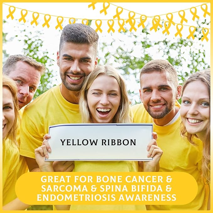 VitalCozy 10 Pcs Ribbon Awareness Banner 13.1 ft Ribbon Garland Cancer Awareness Decor Cancer Free Decorations for Society Events Groups Fundraisers Party Supplies(Yellow)