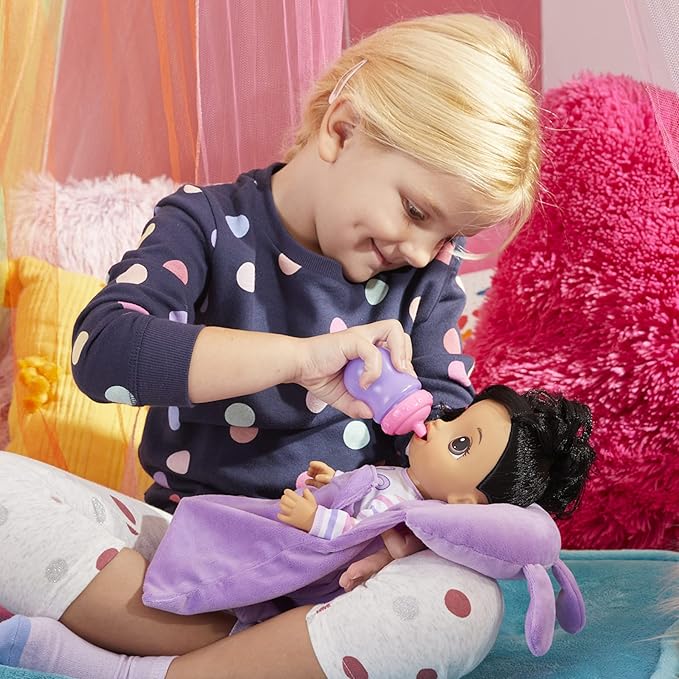 Baby Alive Bunny Sleepover Baby Doll, Bedtime-Themed 12-Inch Dolls, Sleeping Bag & Bunny-Themed Doll Accessories, Toys for 3 Year Old Girls and Boys and Up, Brown Hair (Amazon Exclusive)