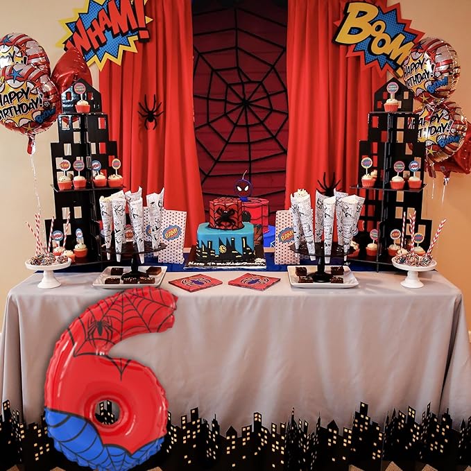 40 Inch Giant Spider Theme Number Foil Balloons Large Number 6 Balloons Kids Party Balloons Birthday Party Decorations Supplies Number 0-9 Available for Kids' Birthday Anniversary Party