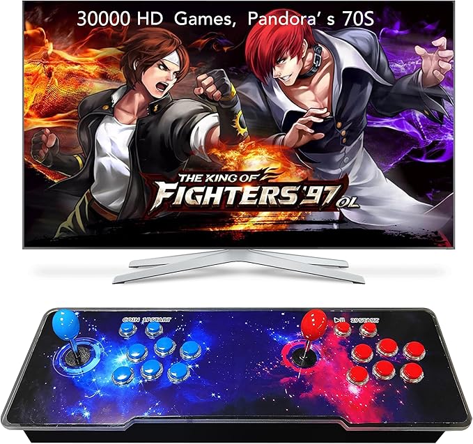 [32000 in 1 78S Pandora Box Arcade Game Console Compatible PC & Projector & TV,3D Games 1-4 Players Double Joystick Favorite List Game Category Save/Search/Hide/Pause/Delete Games.