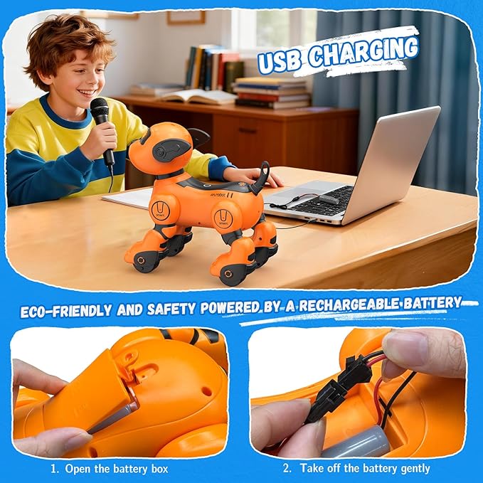 Robot Dog for Kids, Smart Remote Control Robots Dancing Toy for Boys and Girls Birthday Gifts for Children (Yellow)