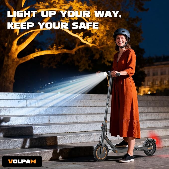 VOLPAM Electric Scooter, 350W/500W Powerful Motor, 8.5"/10" Solid Tires, 19/21Mph, 28/23/21/16 Miles Max Range, Dual Braking