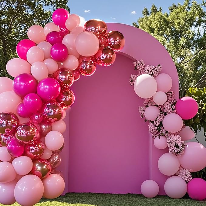 CVPARTON Pink Balloons Set, 55 PCS Metallic Pink Balloons, Baby Pink, Hot Pink 12 Inch Latex Balloon for Girls Women Birthday Party, Bridal Shower, Baby Shower, Wedding, Princess Party Decoration