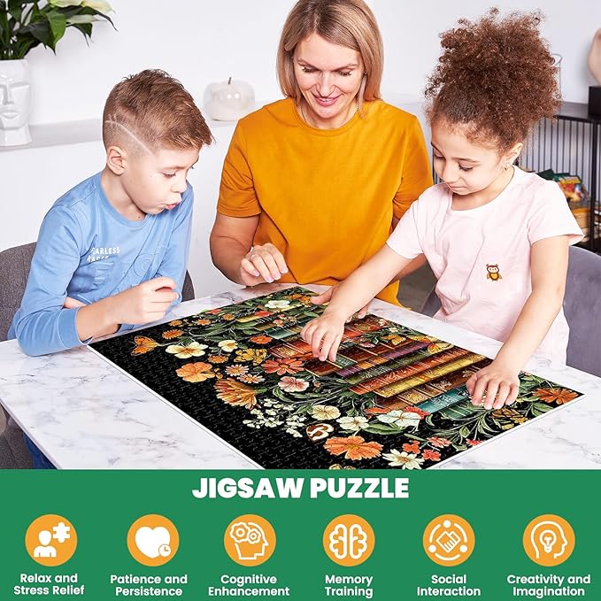 500 Piece Puzzle for Adults | Vintage Wildflowers Books Puzzle | Recycled Cardboard Plant Flowers Jigsaw Puzzle 500 Pieces | Challenging Game Home Decor Birthday Party Gift Toy for Adults Seniors