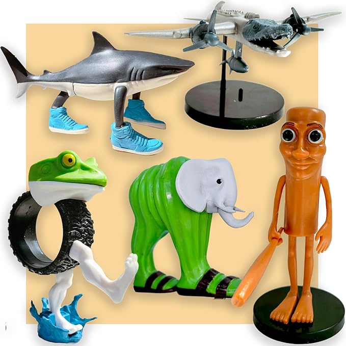 SUTURED Version Mix Italian Brainrot Toy Figures 7in Animals Tung Tung Tung Sahur Figurine Elephant Crocodilo for Cake Toppers Birthday Gifts 3D Collectible Toy Gifts for Fans (5pcs)