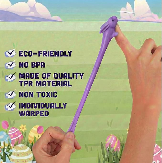 PICK A TOY Bunny Favor Toys for Girls and Boys, 36 Pcs Rubber Finger Flicker Stretchy Slingshot for Kids, Birthday Goodie Bag, Easter Egg Stuffers , Classroom Treasure Chest Treats