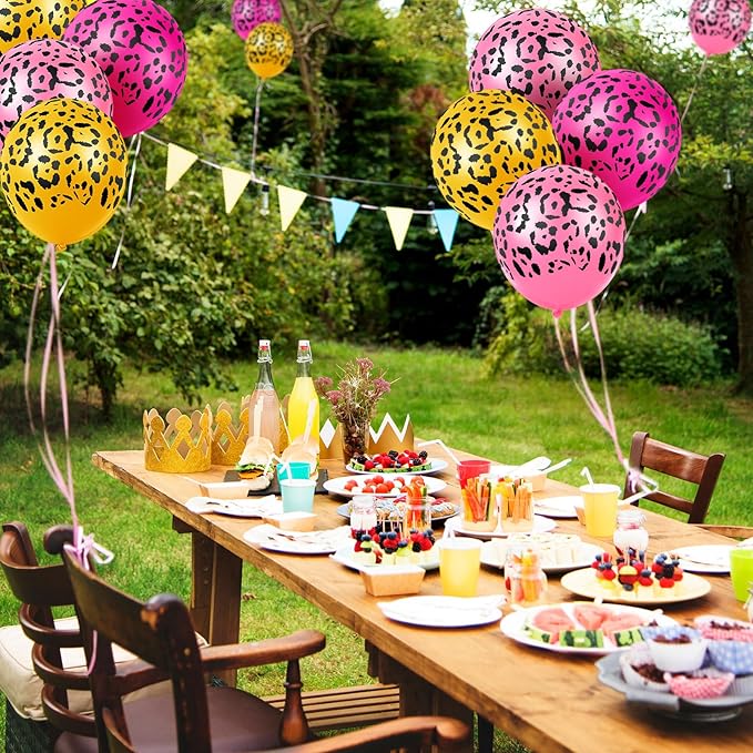 Gejoy 50 Pcs Cheetah Balloons Leopard Print Balloons 12 Inch Spots Latex Leopard Jungle Animal Decorations for Cheetah Zoo Theme Birthday Party Supplies (Pastel)