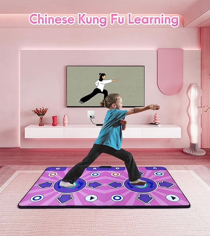 Dance Mats, Double Dance Mat with TV HD Port for Kids and Adults, Non-Slip Wireless Dance Pad with English Manual, Plug and Play, Christmas Birthday Gifts
