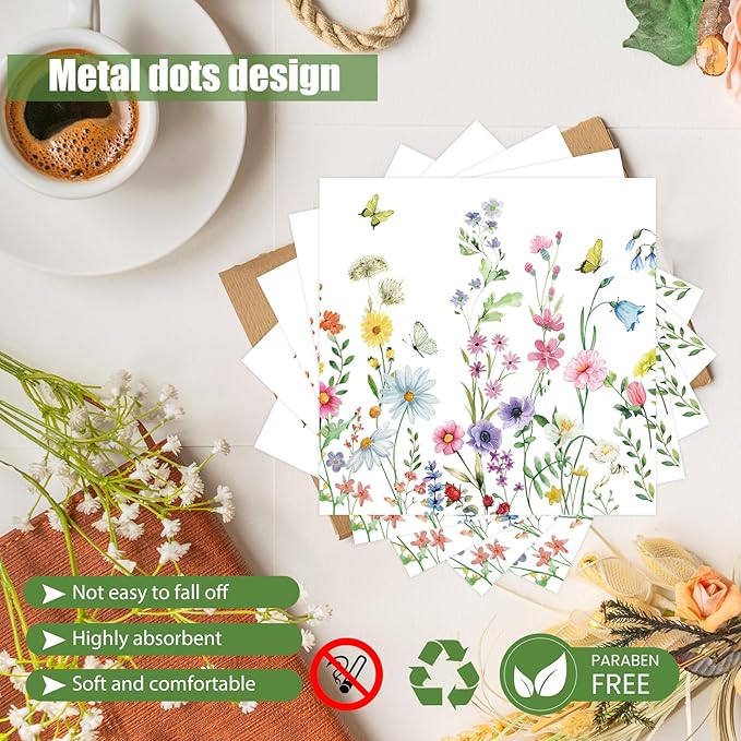 96 Pcs Wildflower Paper Plates and Napkins Party Supplies, Floral Party Plates Napkins Forks Disposable Tableware Set for Picnic Wedding Birthday Baby Shower Tea Party Decorations Serves 24