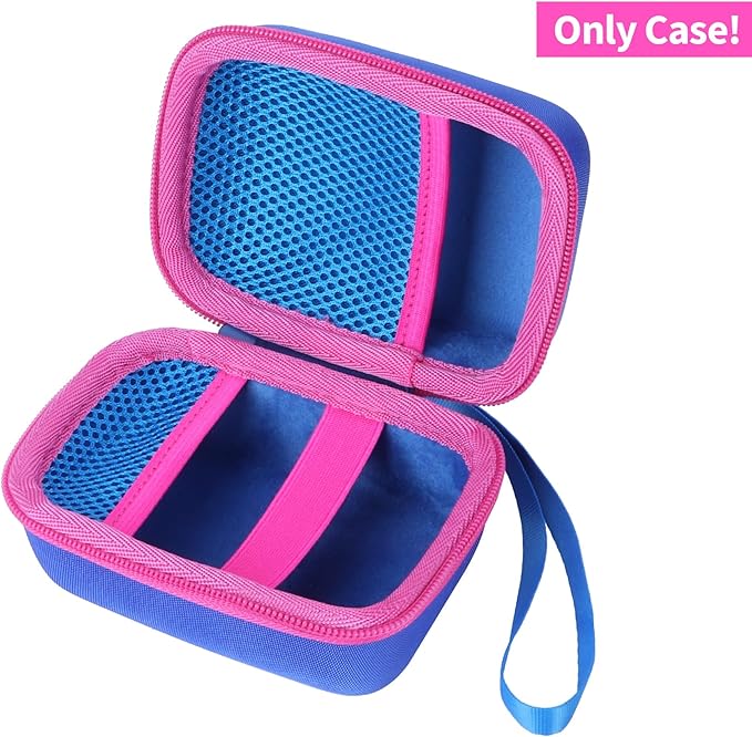 Storage Case Compatible with Yoto Mini Kids Audio Player Travel Device Plays Stories Music Podcast Radio Speaker (Blue + Rose red Zipper)