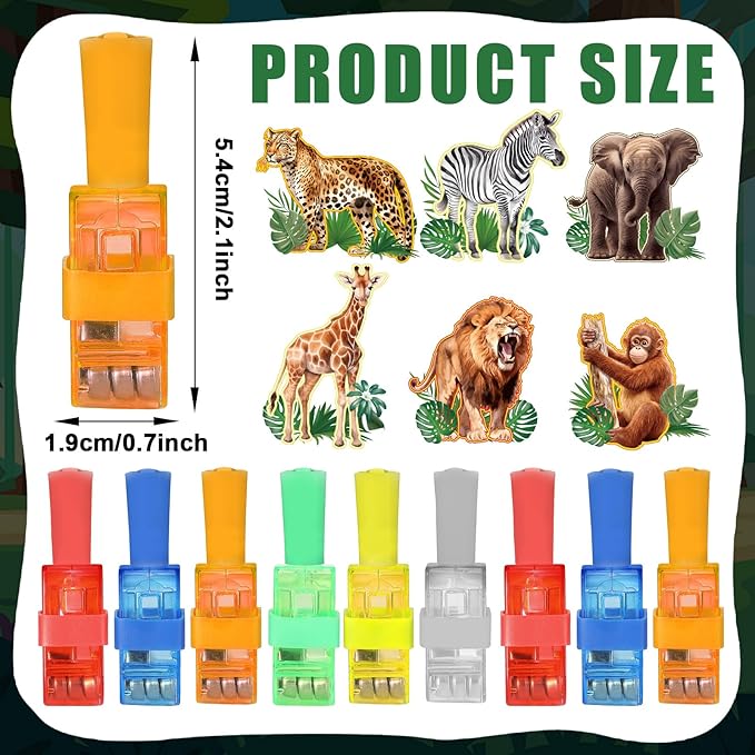36Pcs Jungle Safari LED Finger Lights Animals Party Favors Glow in the Dark Light Up Finger Lights Forest Wildlife Themed Toys Bulk for Birthday Party Goodie Bag Stuffer Birthday Gifts Classroom Prize