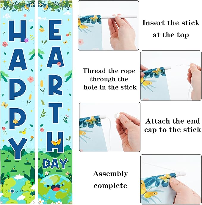 Happy Earth Day Banner Decorations - Blue Every Day is Earth Day Porch Sign Hanging Decor, April 22 Environmental Protection Party Supplies 11.8 x 70.8 Inch