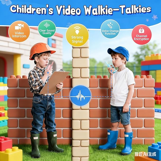 Video Walkie Talkies Toys for Kids Ages 3-12 – Rechargeable USB Two-Way Radios with Camera, 2 Packs Handheld Intercom for Indoor Outdoor Family Games, Camping, Hiking & Birthday Gifts (Blue & Blue)