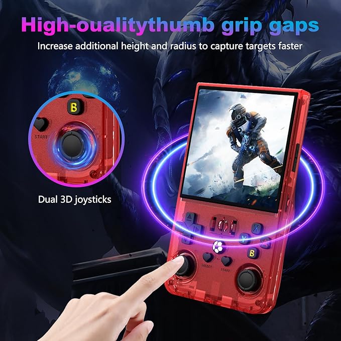 R36MAX Retro Handheld Game Console, 4.0 Inch 720x720 IPS Screen, 128GB Built-in 22000+ Classic Game, Portable Hand Held Open Source Linux System, 4000mAh Battery Retro Gaming Console(Red 128GB)
