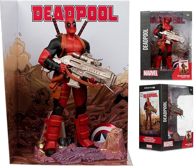 McFarlane Toys- Marvel Deadpool 1:6th Scale Collectible with Scene & Comic (Deadpool #1)